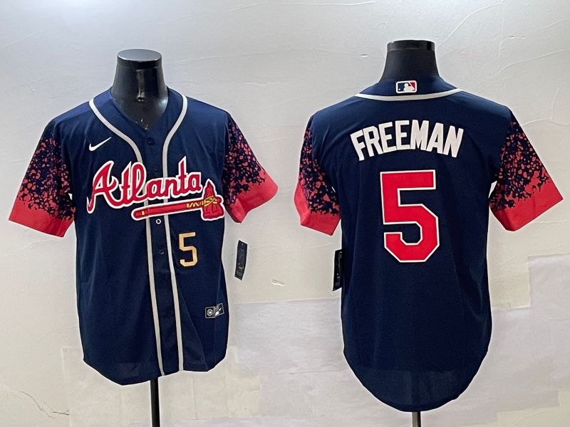 Men Atlanta Braves #5 Freeman Drak Blue Fashion Game 2025 Nike MLB Jersey style 5